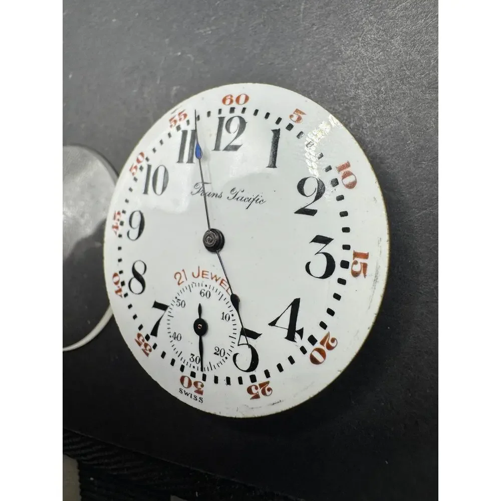 Vintage Trans Pacific 21 Jewels Pocket Watch Movement Langendorf Swiss
